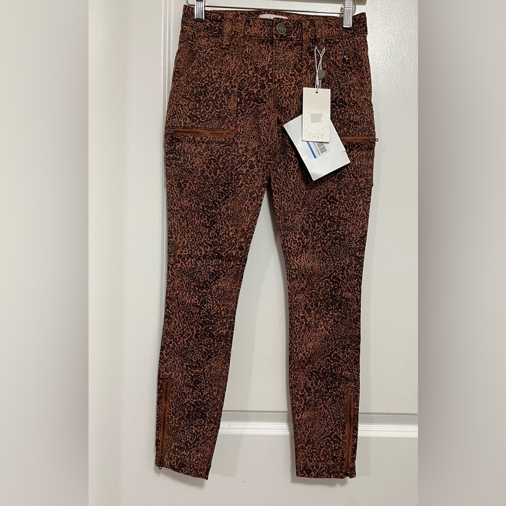 Joie Leopard Print Skinny Cargo Pants Zip Ankle Size 24 NWT - Picture 3 of 11